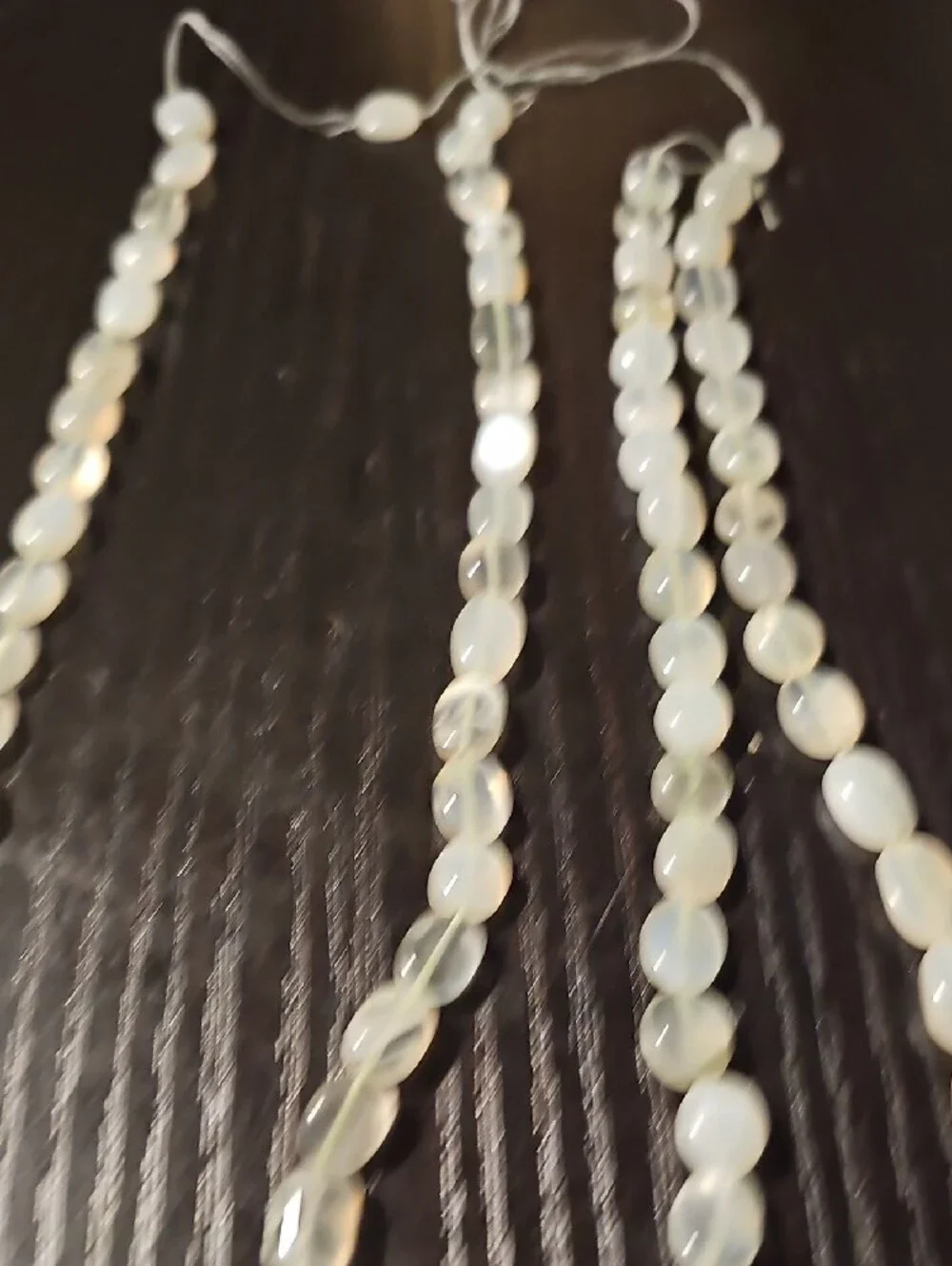 Vintage Milky White Chalcedony Oval Gemstone Bead Strand – Estate Jewelry Making